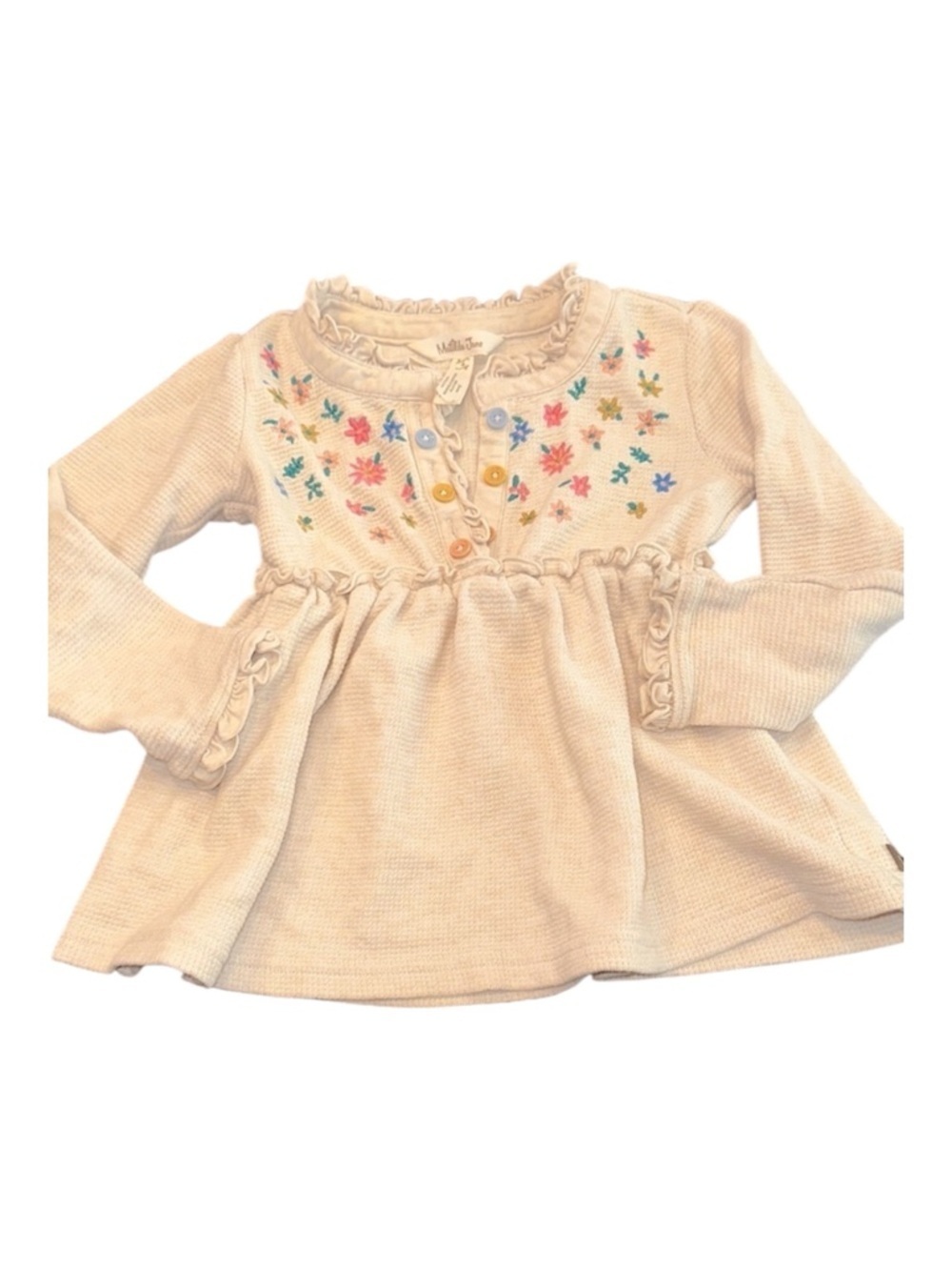 Matilda Jane Cream top with Floral Embroidery size 4 cotton fabric